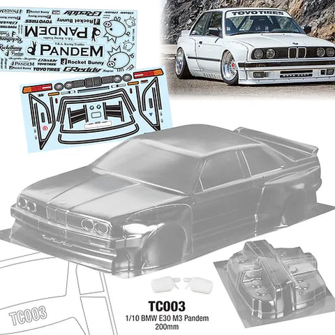 Team C BMW M3 E30 Pandem 1/10 Clear body 200mm