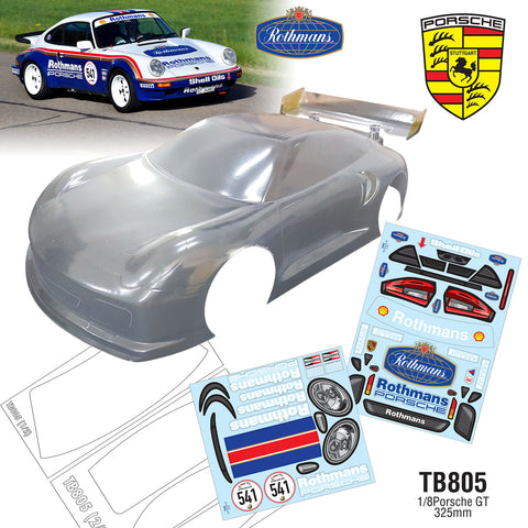 Team C Porsche 911 Gt 1/8 Clear unpainted body 325mm